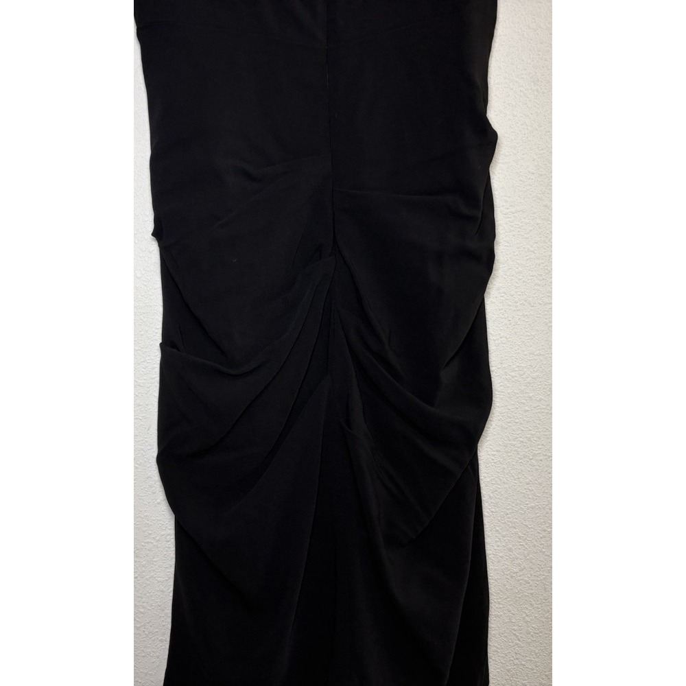 Nicole Miller NWT $385 Rouched Black Crepe Stretch Dress Midi Cocktail Size 8 - Picture 5 of 9